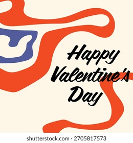 Valentins Schablonendesign mit Liebeselement und modernem Stil. Bearbeitbare Datei 