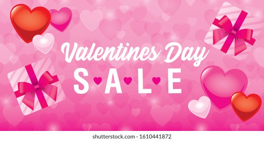 valentines template with gifts and hearts flying. vector design