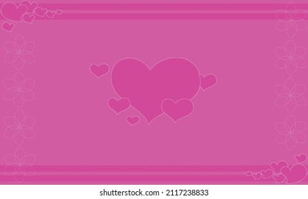 Valentine's theme background design illustration with various flowers and hearts in the middle