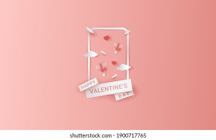 Diseño de fondo temático de San Valentín con un estilo de corte de papel, perfecto para los fondos de San Valentín