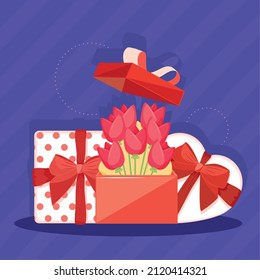 valentines three gifts presents icons