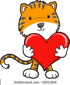  Valentines Tiger Vector Illustration