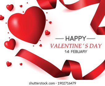 valentine's tine heart and red ribbin background 