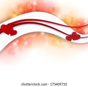 Valentines with the transparent heart and shining elements . EPS 10