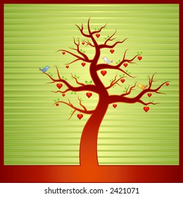 Valentines tree with many hearts and leafs