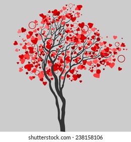 Valentines tree. Vector tree silhouettes.