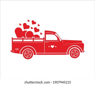 Valentines Truck vector. Vintage truck SVG.  SVG cutting file. Printable Vector Illustration, Valentines Truck vector. Vintage truck SVG.  SVG cutting file. Printable Vector Illustration, svg