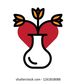 Valentine's tulip vase icon