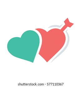 valentines twins heart arrow red icon