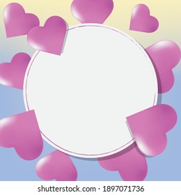 Plantilla de banner vectorial de San Valentín. Tarjeta de San Valentín con espacio en blanco para texto y elementos de corazones en fondo degradado. Ilustración vectorial.
