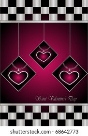 valentine's vector card with diamonds