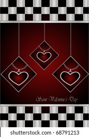 valentine's vector card with diamonds