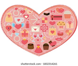 Valentine's vector illustration . heart .  icon set .