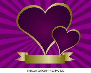 Eine valentinische Vektorgrafik mit einem herzförmigen Rahmen und Platz für Text auf goldenem floralem Hintergrund