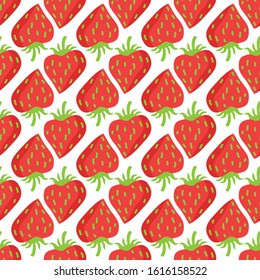 Valentines vector illustration. Seamless pattern with strawberries. Sign of love and romantic. Flat design element for fabric, wallpaper, wrapping paper.