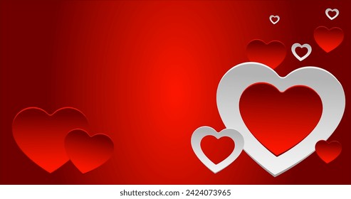 Valentine's Vector - Red White Hearts for Romantic Design. Love Struck. Heartfelt Affection. weetheart. Love letter. Congratulation. Invitation.
Passion. Paper heart on a red backg