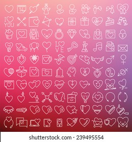 Valentine's vector thin line icons set