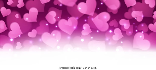 Valentine's violet background with hearts. Vector paper illustration.