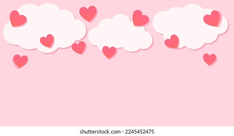 Valentine's wallpaper with cloud and hearts on pink background vector illustration.