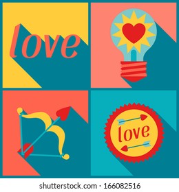 Valentine's and Wedding background in flat design style.