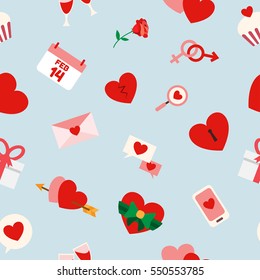 Valentine's and Wedding , Seamless Pattern. Heart , Love , Dating and Relationship. Vector illustration.