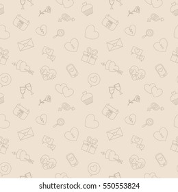 Valentine's and Wedding , Seamless Pattern. Heart , Love , Dating and Relationship. Vector illustration.