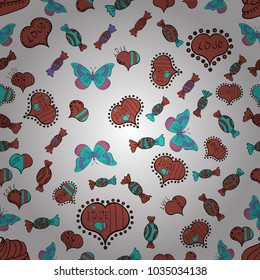 Valentine':s with white, blue and pink elements. Heart pattern. Seamless Geek valentine':s day hearts background. Vector illustration.