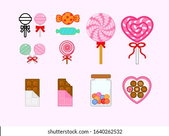 valentines white day chocolate candy vector icons pink love symbol