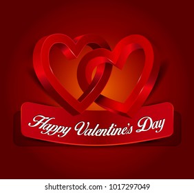 Valentine's wish background with two connected hearts and with label