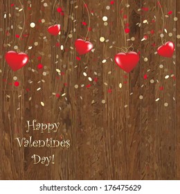Valentines Wooden Panel, With Gradient Mesh, Vector Illustration