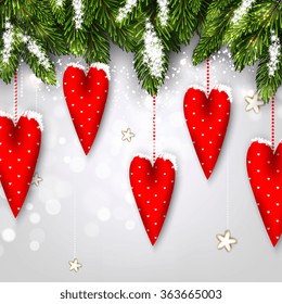 Valentine's wreath or garland made of hearts  Heart toy jewelry made of fabric