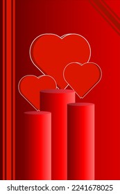 Valentine's-themed background vector design with a combination of red and heart shapes