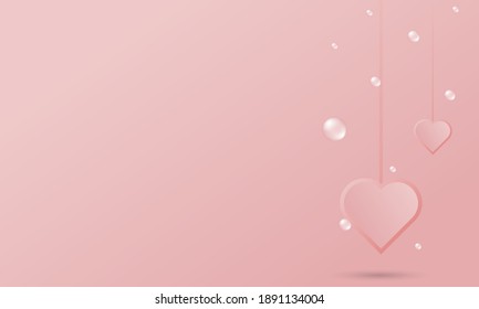 Valentine-themed background design, with elements of hearts, pearls, paper ribbons, perfect for both love and valentine themed backgrounds