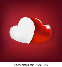 Valentin`s Day Card With 2 Hearts, Vector Illustration