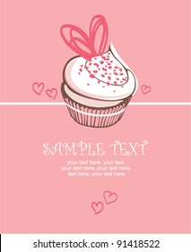 Valentin`s Day card with cupcake