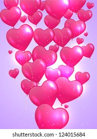 Valentin`s Day Card with Hearts. Vector illustration.