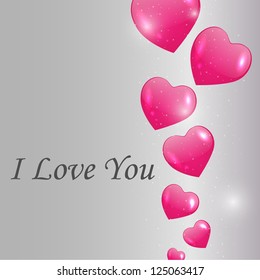Valentin`s Day Card with Hearts. Vector illustration.