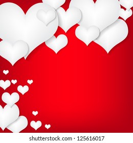 Valentin`s Day Card With Hearts, Vector Illustration