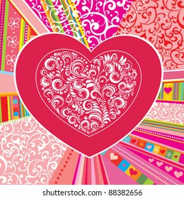 Valentin`s Day card with hearts. Vector illustration