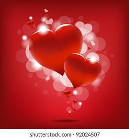 Valentin`s Day Card With Hearts, Vector Illustration