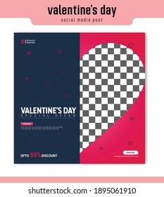 Valentin's day social media post design sale template