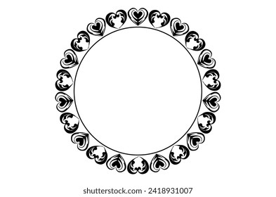 Valentin's day special round frame design concept of heart symbols isolated on white background - vector illustration 