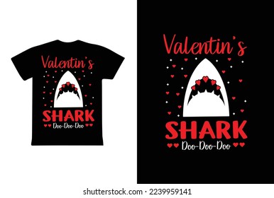 Valentin's Shark T-shirt Design, Valentine day T-shirt design Template