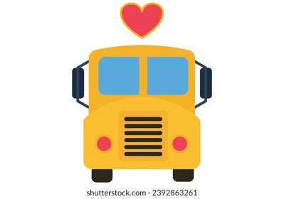 valentnes bus,valentines in yellow bus. Design for St. Valentine's day. illustration on white background,Love the bus Valentine's Day Seamless Vector,Romantic school bus cartoon picture 