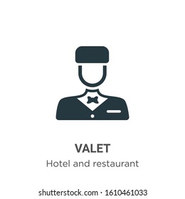 Valet Glyph Icon Vector On White Background. Flat Vector Valet Icon Symbol Sign From Modern Hotel And Restaurant Collection For Mobile Concept And Web Apps Design.