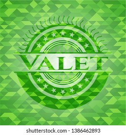 Valet green mosaic emblem. Vector Illustration. Detailed.