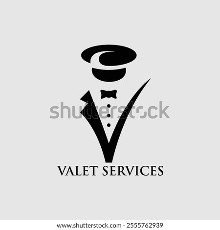 Valet logo design and valet silhouette font V.