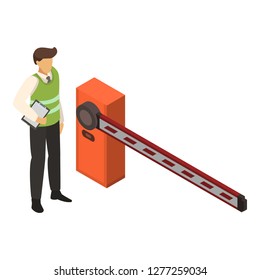 Valet man at barrier icon. Isometric of valet man at barrier vector icon for web design isolated on white background