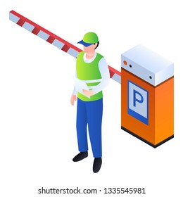 Valet man at barrier icon. Isometric of valet man at barrier vector icon for web design isolated on white background