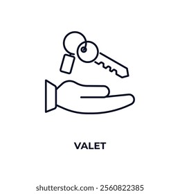 valet outline icon. Linear vector from hotel concept. Thin line valet icon isolated on white background